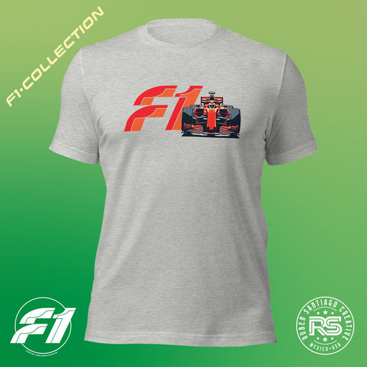 F1 Gearhead Fan Unisex T-Shirt in Athletic Heather - Formula 1 Design by Ruben Santiago