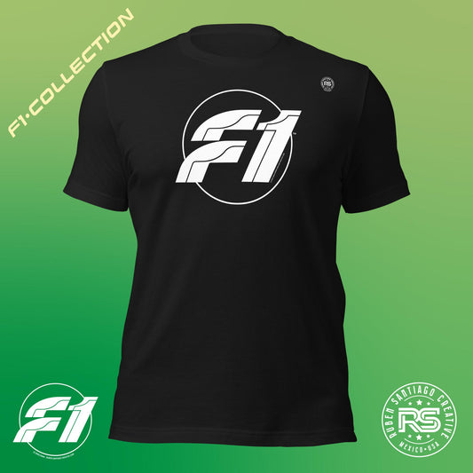 F1 Gearhead Fan Unisex T-Shirt in Vintage Black - Formula 1 Motorsports Design by Ruben Santiago