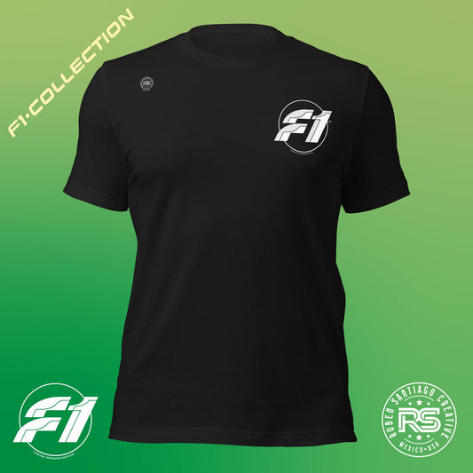 F1 Gearhead Fan Unisex T-Shirt in Vintage Black - Formula 1 Design by Ruben Santiago